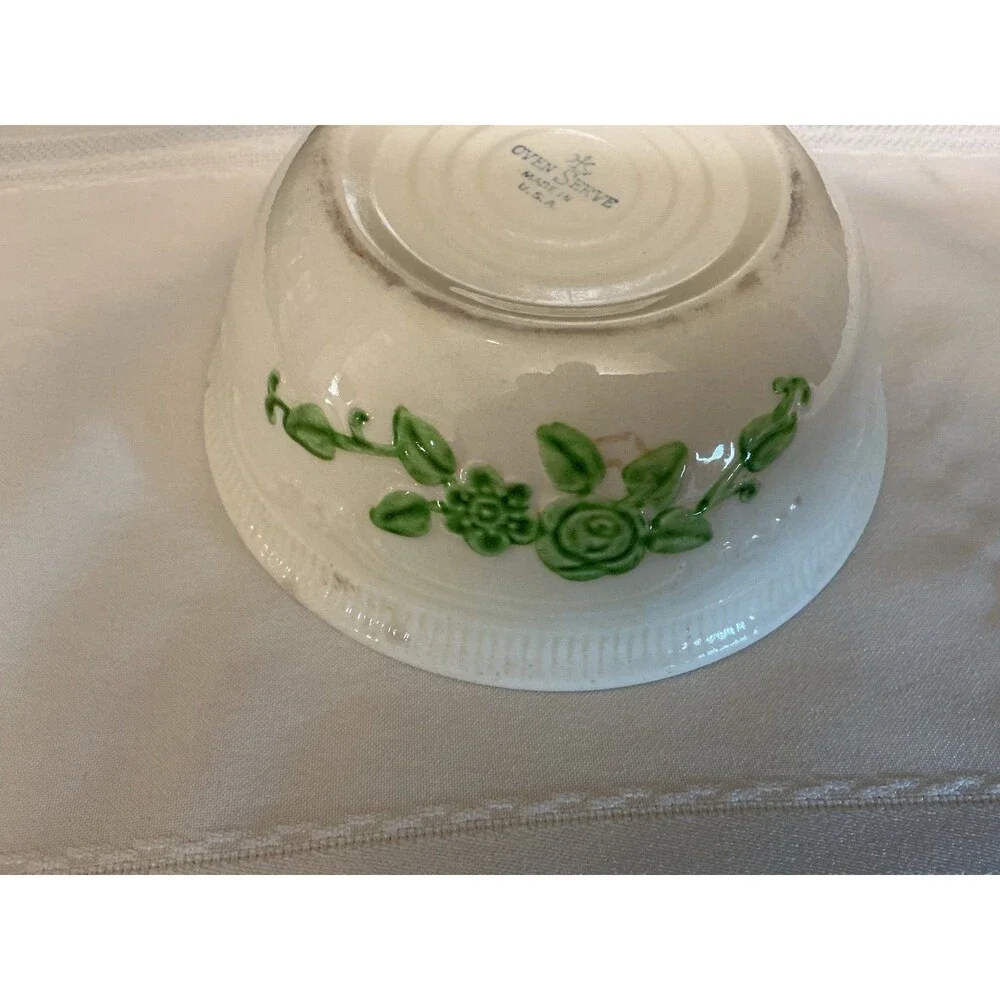 Homer Laughlin 1 quart oven serve covered casserole dish green ivy